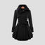 Belted Long Detachable Collar Winter Coat for Women