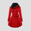 Belted Long Detachable Collar Winter Coat for Women