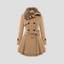 Belted Long Detachable Collar Winter Coat for Women