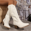 Western Block Heel Ankle Cowboy Boots for Women