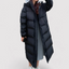 Long Black Hooded Puffer Parka Jacket for Women
