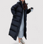 Long Black Hooded Puffer Parka Jacket for Women